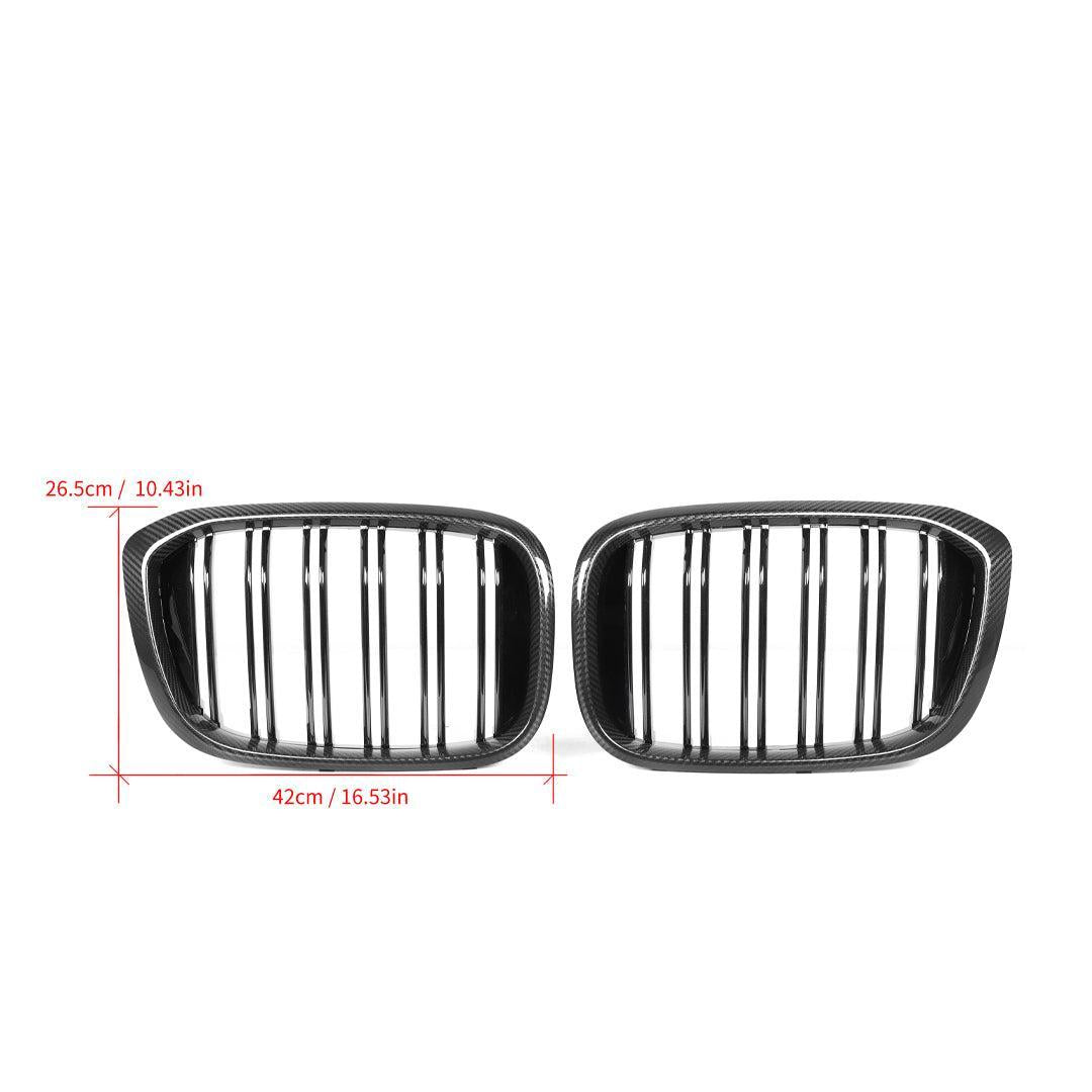 Dual Slat Carbon Fiber Front Grilles - BMW F97 X3M F98 X4M Pre-LCI