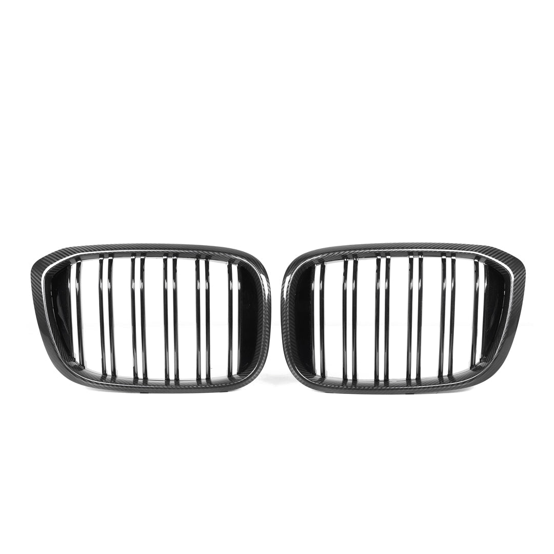 Dual Slat Carbon Fiber Front Grilles - BMW F97 X3M F98 X4M Pre-LCI