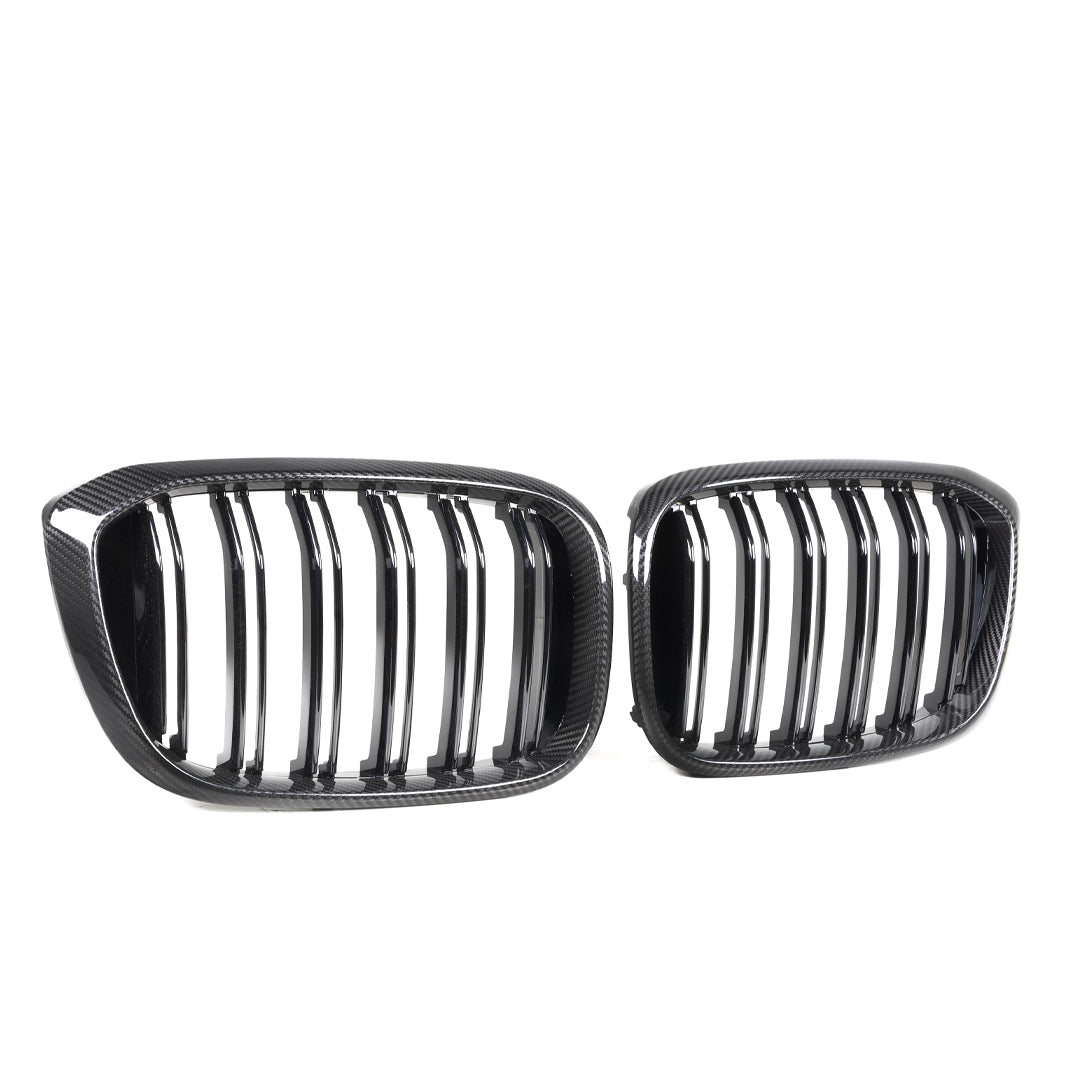 Dual Slat Carbon Fiber Front Grilles - BMW F97 X3M F98 X4M Pre-LCI