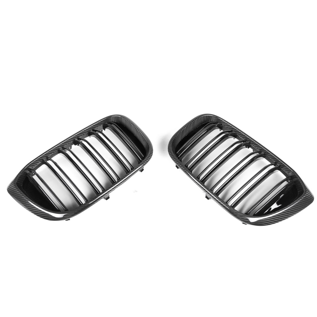Dual Slat Carbon Fiber Front Grilles - BMW F97 X3M F98 X4M Pre-LCI
