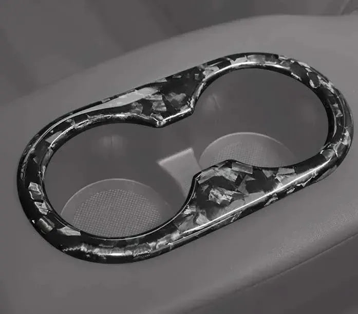 Carbon Fiber Rear Seat Cup Holder Cover - Tesla Model 3