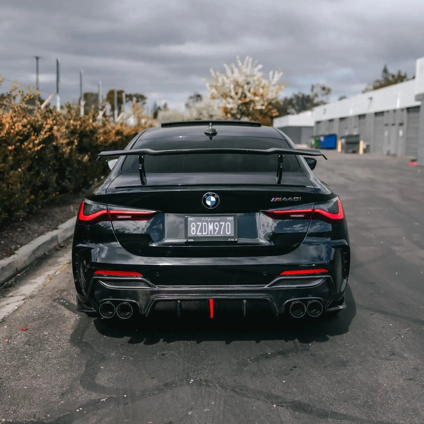 KB Style Carbon Fiber Rear Diffuser with Brake Light - BMW G22 4 Series