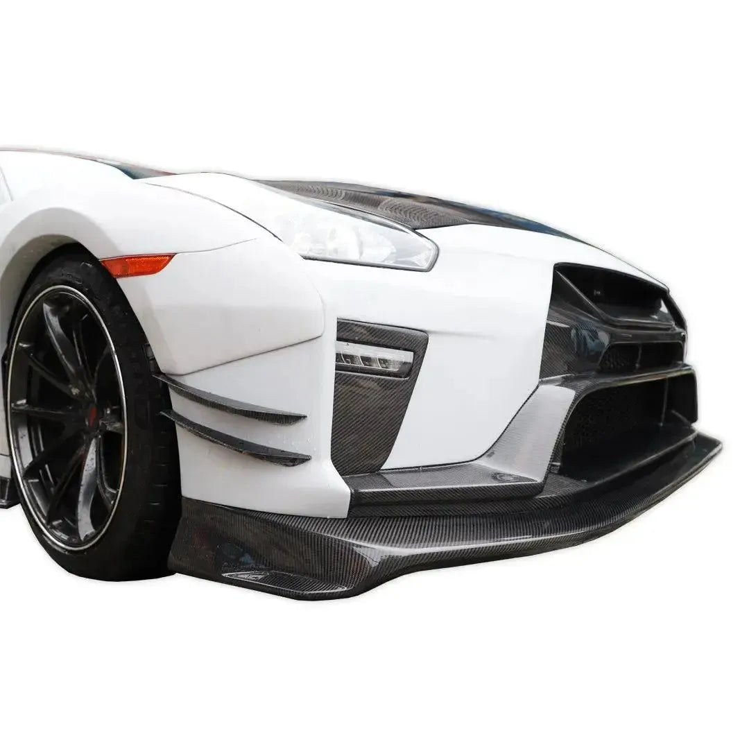 V Style Carbon Fiber Front Lip - Nissan GT-R R35