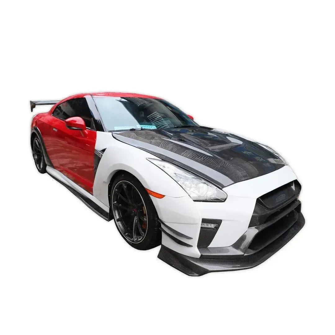 V Style Carbon Fiber Front Lip - Nissan GT-R R35